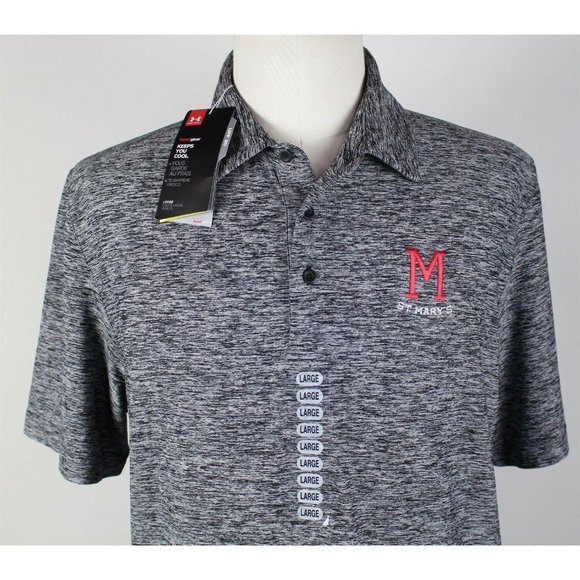 NWT Under Armour UA St. Mary's Elevated Heather Polo Shirt MENS LARGE Blue - Picture 1 of 8